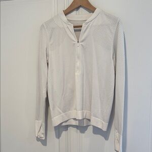 Lululemon Women's White perforated Long Sleeve Top